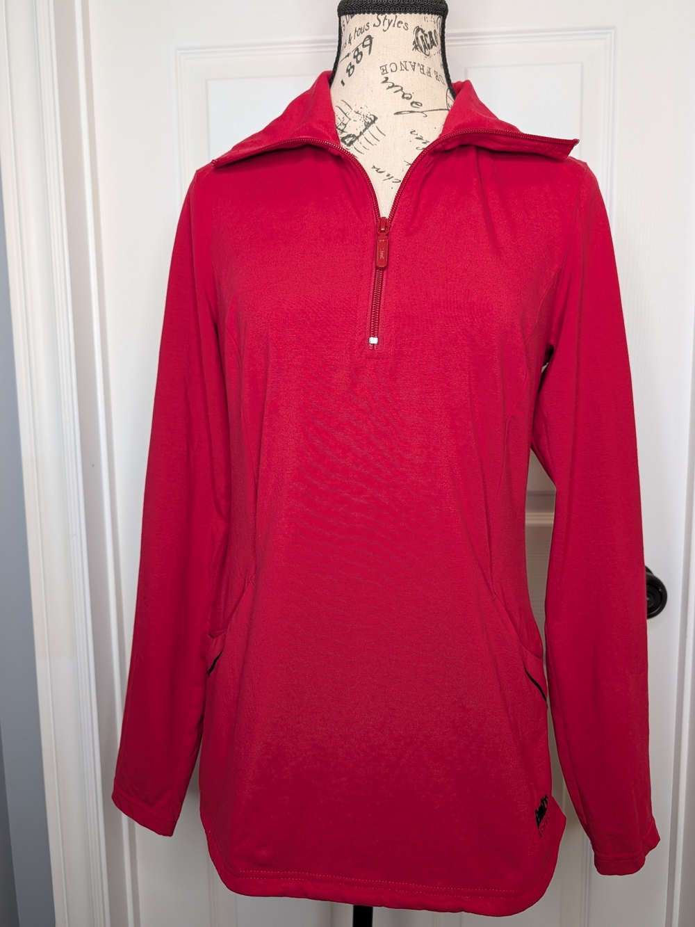 Roots Red Half-Zip Pullover Sweater Stand Collar Size XL Cotton